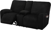 ULTICOR reclining loveseat slipcover with middle console in black protects and refreshes your sofa
