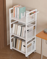 UMDONX heavy-duty double-sided book cart front view showing ample storage