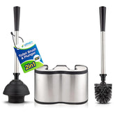 UMIEN toilet brush and plunger set 18in stainless steel for durable daily cleaning