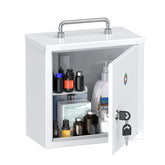 Uniclife wall-mount cabinet closed-front securely stores meds.