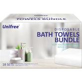 UNIFREE disposable towels bundle with bath towel and two hand towels for home or hotel use