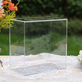 UNIQOOO clear acrylic card box with slot for weddings and events on a reception table
