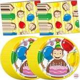 Unique Curious George plates are sturdy and kid-friendly, ideal for a 32-guest party.