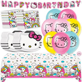 Unique Hello Kitty balloons brighten the party space with cheerful color