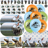 Unique Jurassic Park balloons brighten the party theme.