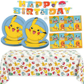 Unique Pokemon banner creates a bright, photo-worthy backdrop for a Pokemon birthday party.