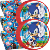 Unique Sonic 9-inch plates displayed for quick, kid-friendly meals at a party