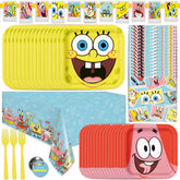 Unique Spongebob banner adds a bright focal point to party decor.
