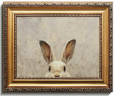 uniro Vintage rabbit framed art in a gold frame for rustic decor
