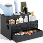 Unistyle hair tool organizer with drawer on vanity for easy access