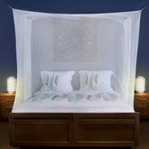 Universal Backpackers mosquito net bed canopy with two openings for easy entry.