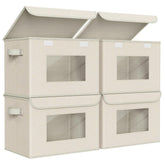 Univivi collapsible storage bins with lids and clear window for quick content checks.