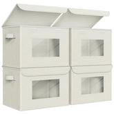 Univivi fabric foldable storage box with see-through window for quick visibility.