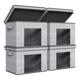 Univivi foldable storage box gray front view for easy closet organization.