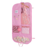 Univivi pink garment bag front view with clear pockets for organized storage