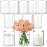 UPBUD 5-inch glass cylinder vase for elegant centerpieces on tables
