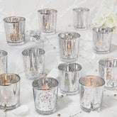 UPBUD speckled mercury silver votive holders for elegant wedding centerpieces