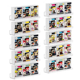 upsimples 10-pack clear acrylic wall shelves displayed on a wall for clutter-free storage