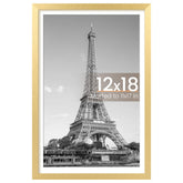 Upsimples 12x18 gold picture frame front view with crystal-clear cover for photos.
