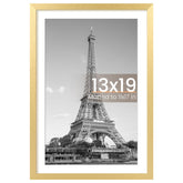 upsimples 13x19 gold frame front view - durable and elegant display option.