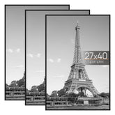 Upsimples 27x40 black poster frame, front view for gallery display.