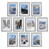 Upsimples 5x7 frame set displayed on wall and tabletop for versatile memories.