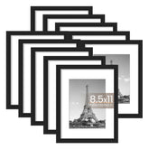 upsimples 8.5x11 frame set of 10 in black for wall or table display.