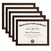 upsimples certificate frame brown 8.5x11 front view showing clear HD glass for diplomas