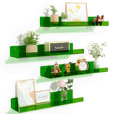 upsimples clear green wall shelves, front view for space saving and display.