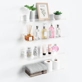 upsimples clear over-toilet shelves installed for neat storage