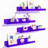 upsimples acrylic wall shelves in clear purple showcase items while saving space
