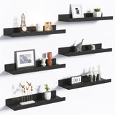 Upsimples floating shelves wall set 6 black finish for chic wall storage.