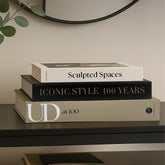 Upstart Decor aesthetic books set front view with hidden storage for remotes and coasters.