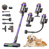 UQTEF cordless vacuum shows 55000Pa suction for deep carpet cleaning.