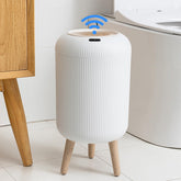 URALFA motion sensor trash can lid opens quietly for hands-free use.