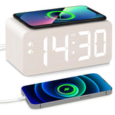 URAYCO wooden digital alarm clock front view for easy bedside time reading