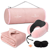 urnexttour travel pillow neck support with side pocket for easy phone storage during flights.