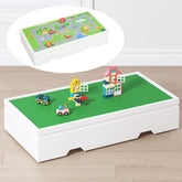 UTEX 3-in-1 table top offers double-sided surface for construction and city play.