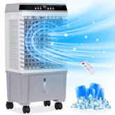 Uthfy evaporative cooler front view shows portable cooling for bedrooms and offices.