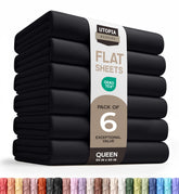 Utopia Bedding flat sheets six-pack in black, queen-size, easy care.