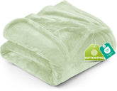 Utopia Bedding fleece blanket king sage green 90x102 on bed for year-round warmth