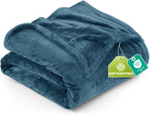 Utopia Bedding fleece blanket king size stone blue, front view, cozy warmth for chilly nights