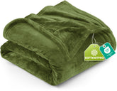 Utopia Bedding fleece blanket in olive front view for cozy bed warmth