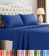 Utopia Bedding full-size flat sheet in royal blue, silky and breathable.