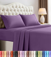 Utopia Bedding full-size sheet set on bed with four pieces for easy styling.