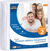 Utopia Bedding premium waterproof bed bug cover shown on a queen mattress for protection