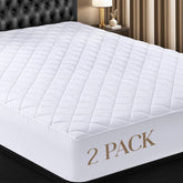 Utopia Bedding quilted fitted mattress pad on bed with plush loft for comfortable sleep