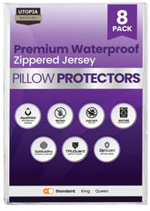 Utopia Bedding pillow protectors zipper closeup for secure protection.