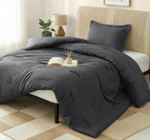 Utopia Bedding Twin Comforter Grey close-up shows soft, breathable microfiber for cozy nights.
