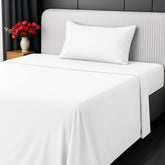 Utopia Bedding twin jersey-knit sheet set fitted pocket close-up showing snug, comfortable fit.